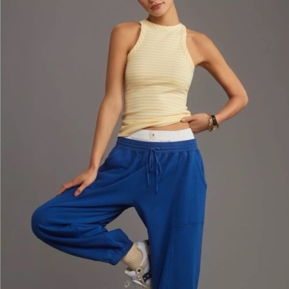Anthropologie The Krista Ribbed Tank by Maeve Maize Yellow Striped Womens M NWT